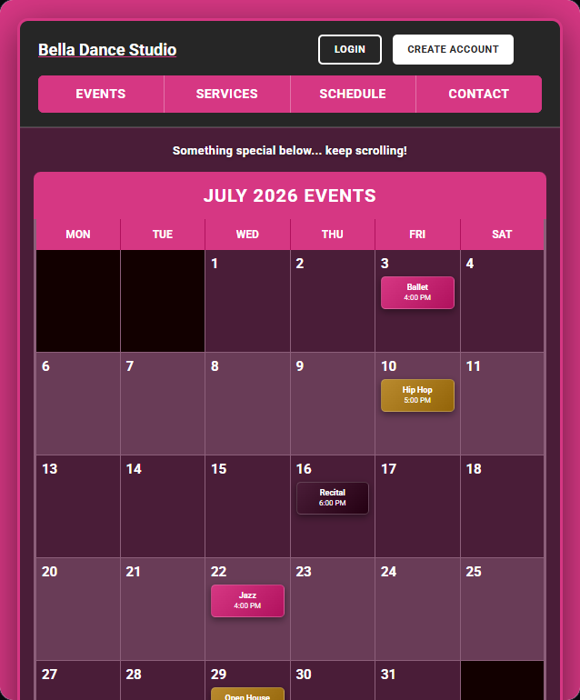 Monthly Events Calendar email preview